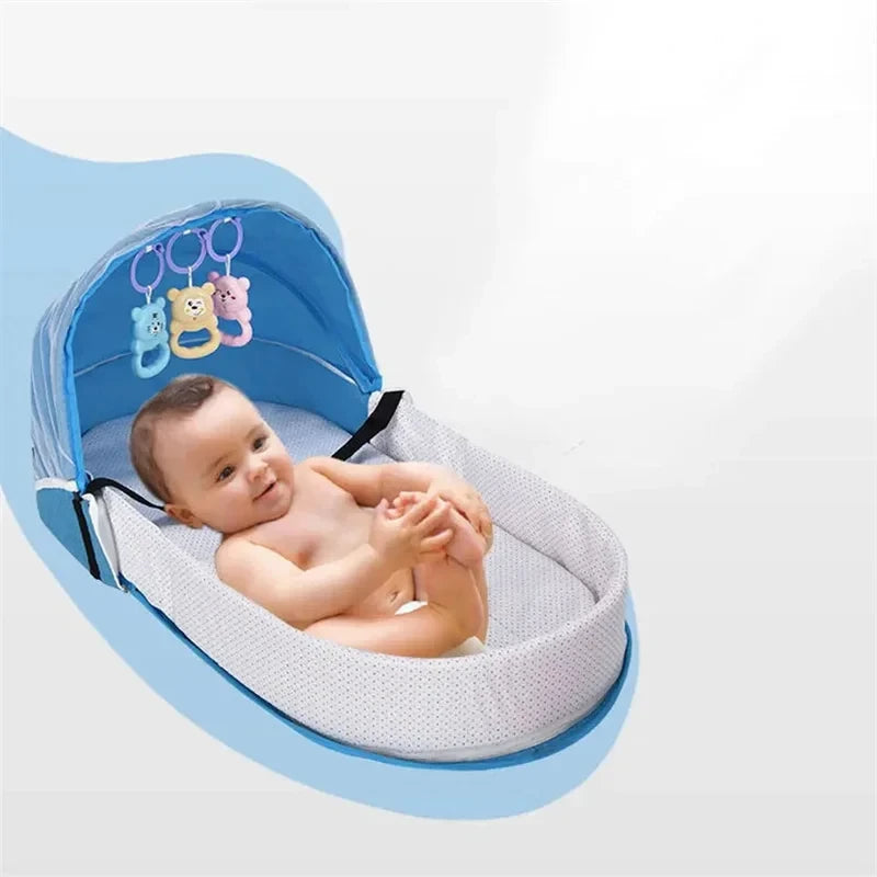 Cama Plegable Portátil para Bebé con Mosquitero - Gris