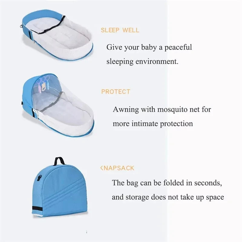 Cama Plegable Portátil para Bebé con Mosquitero - Gris