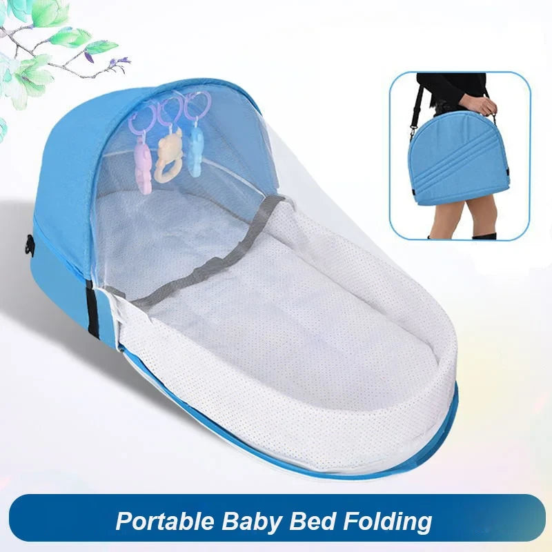 Cama Plegable Portátil para Bebé con Mosquitero - Gris